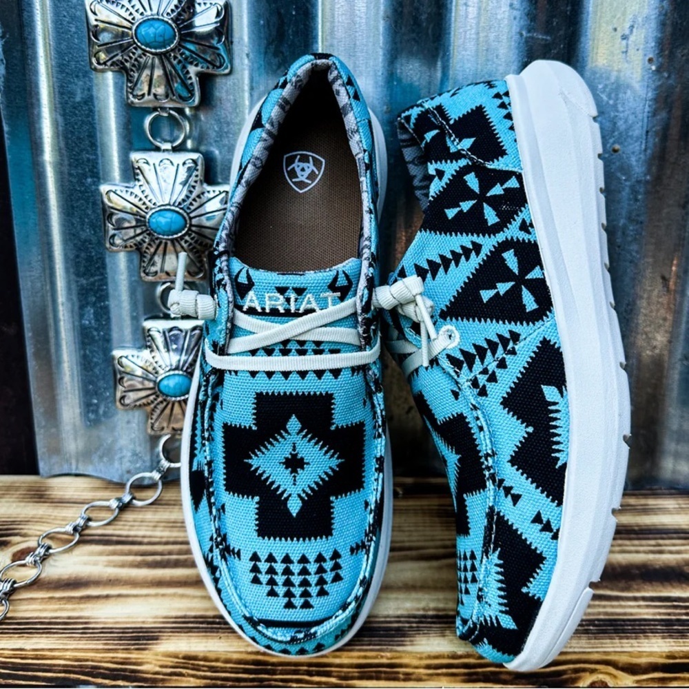 ARIOT HILO Slip on Shoes Aztec Turquoise Saddle Blanket Patterned